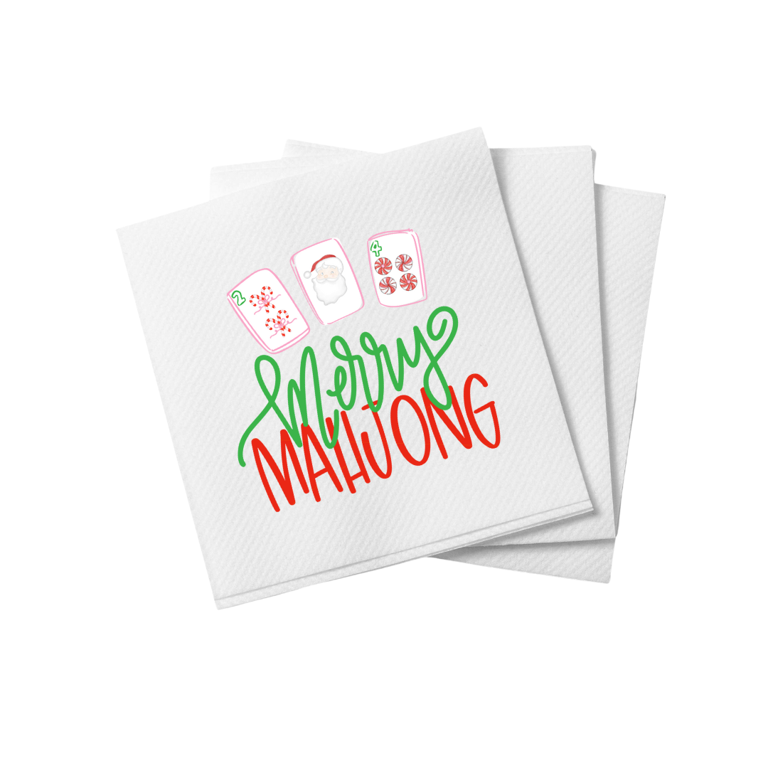 Merry Mahjong Christmas Cocktail Napkins | Set of 20