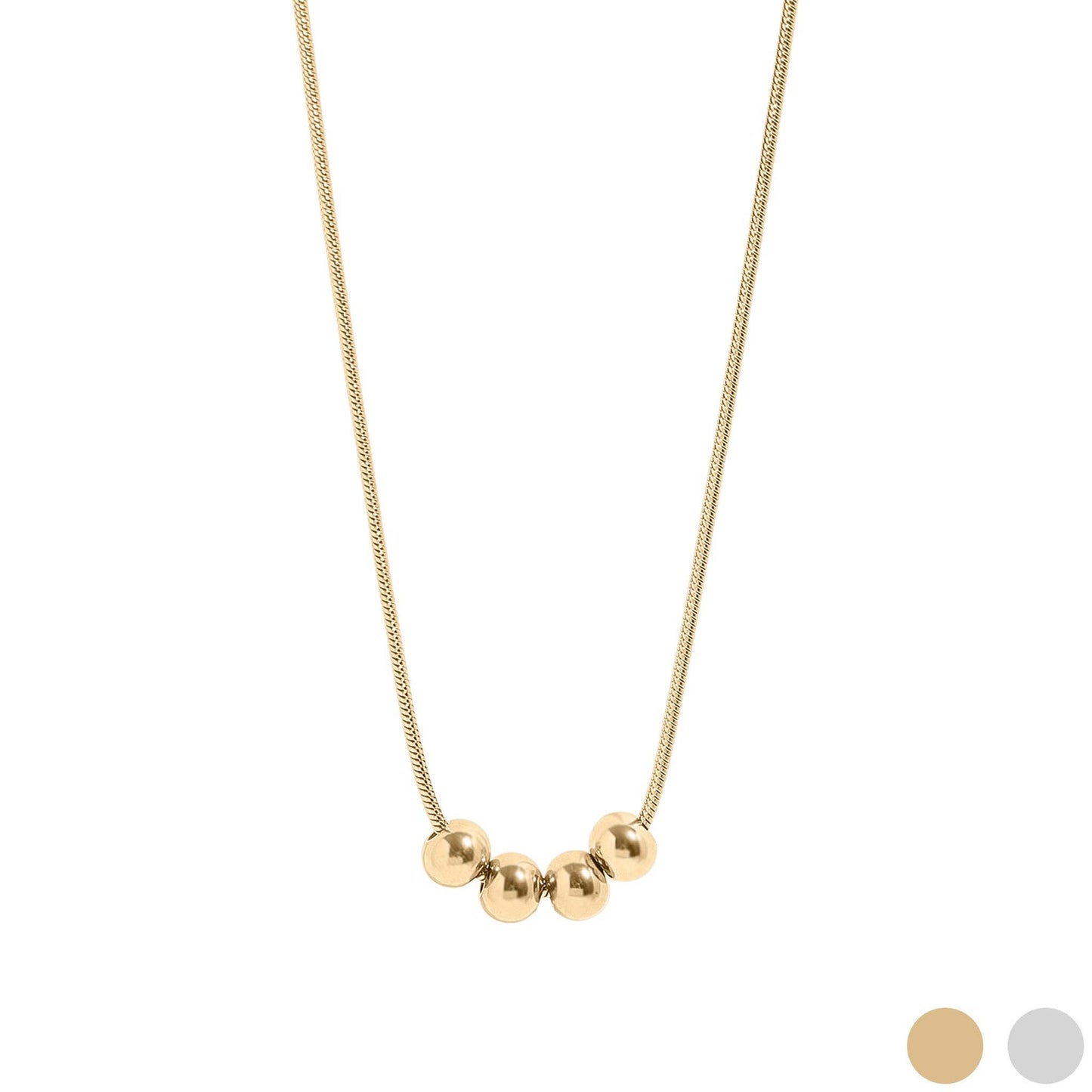 18K Gold PVD Stainless Steel Adjustable Ball Charm Necklace