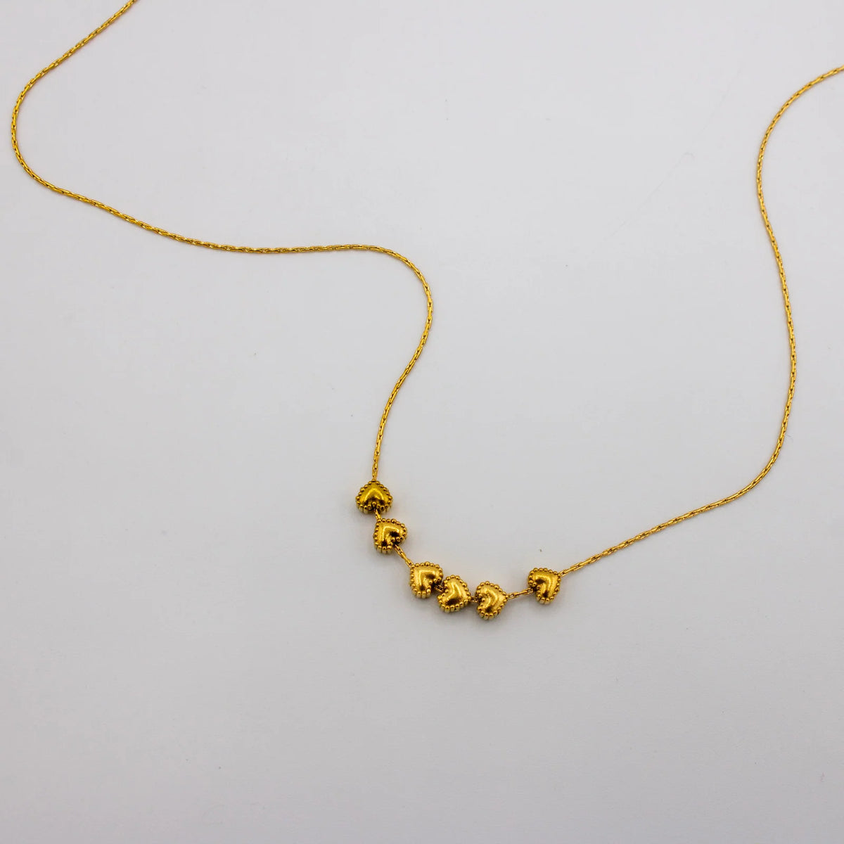 Gracefully Waterproof Six Dainty Hearts Necklace
