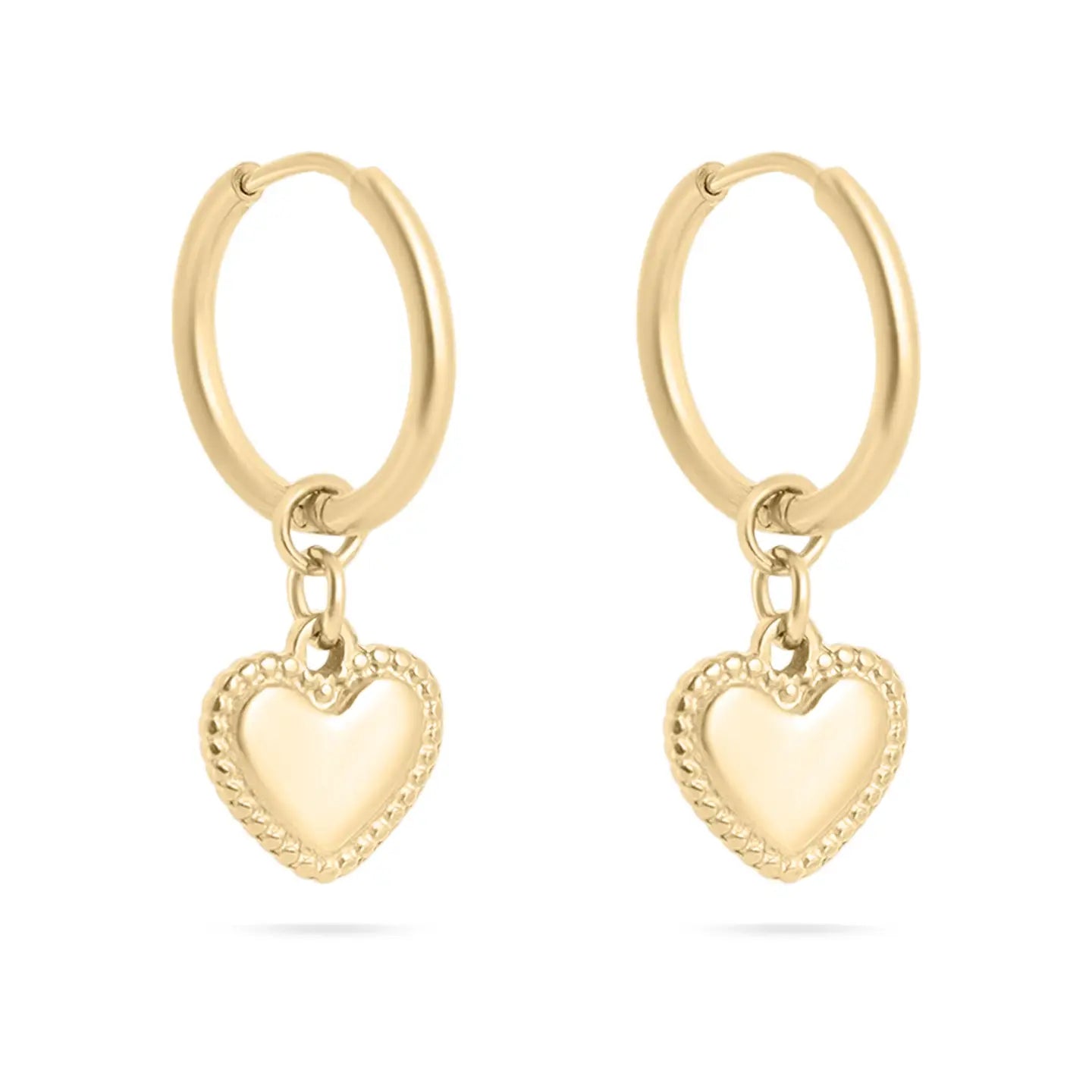 Cecilia Taylor 18K Gold Pvd Stainless Steel Heart Pendant Hoop Earrings