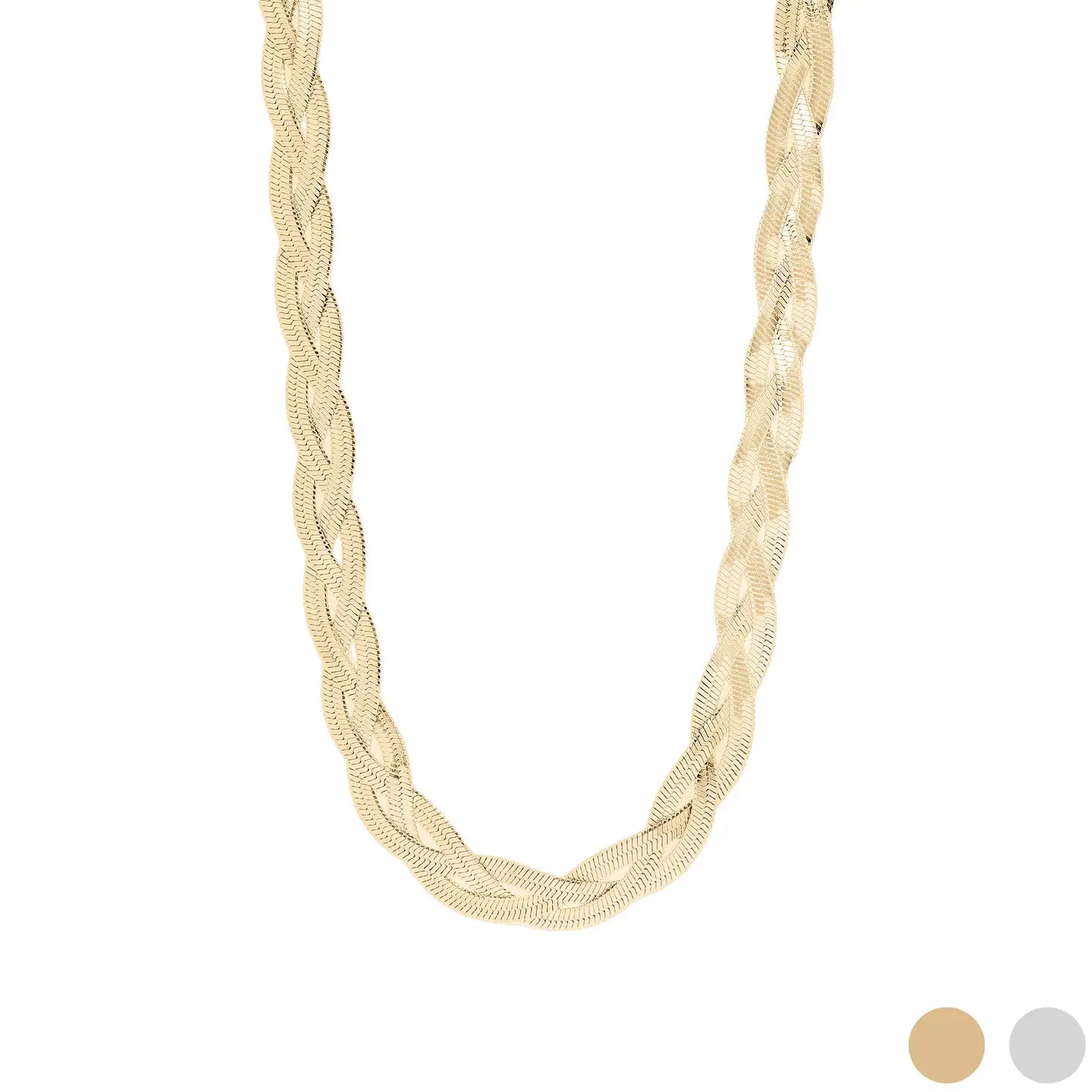 Cecilia Taylor 18K Gold Pvd Stainless Steel Interwoven Herringbone Chain Necklace