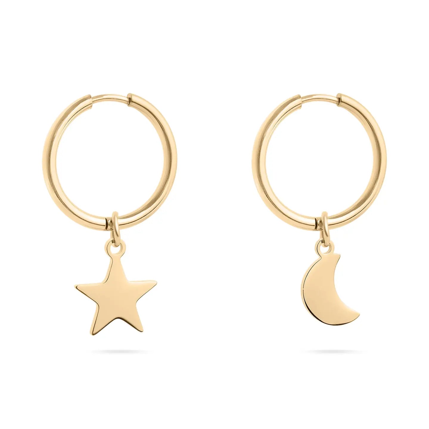 Cecilia Taylor 18K Gold  Stainless Steel Star & Moon Pendant Earrings