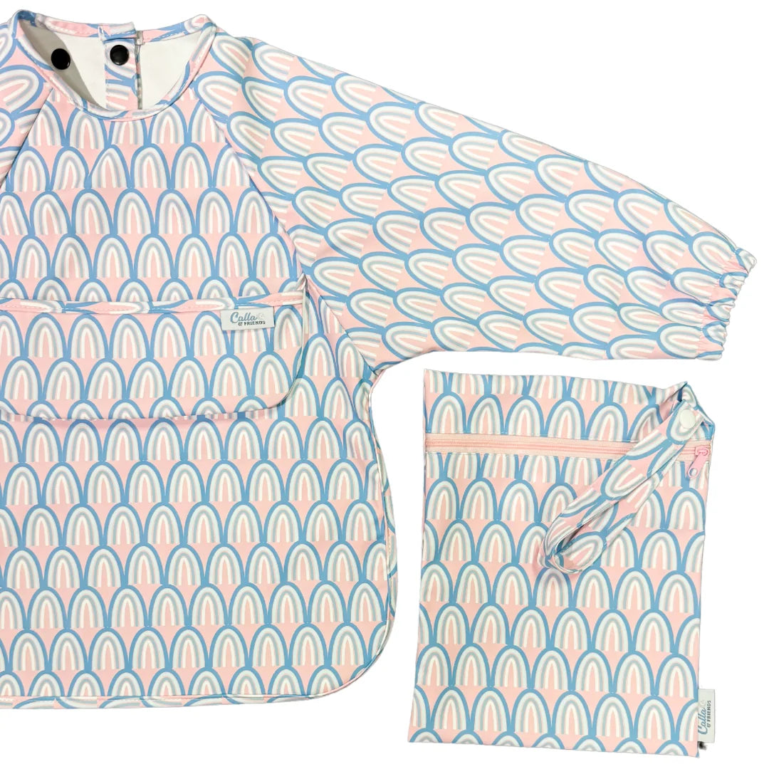 Calla Baby – Grayson Long Sleeve Bib – Rainbow Petal Pink
