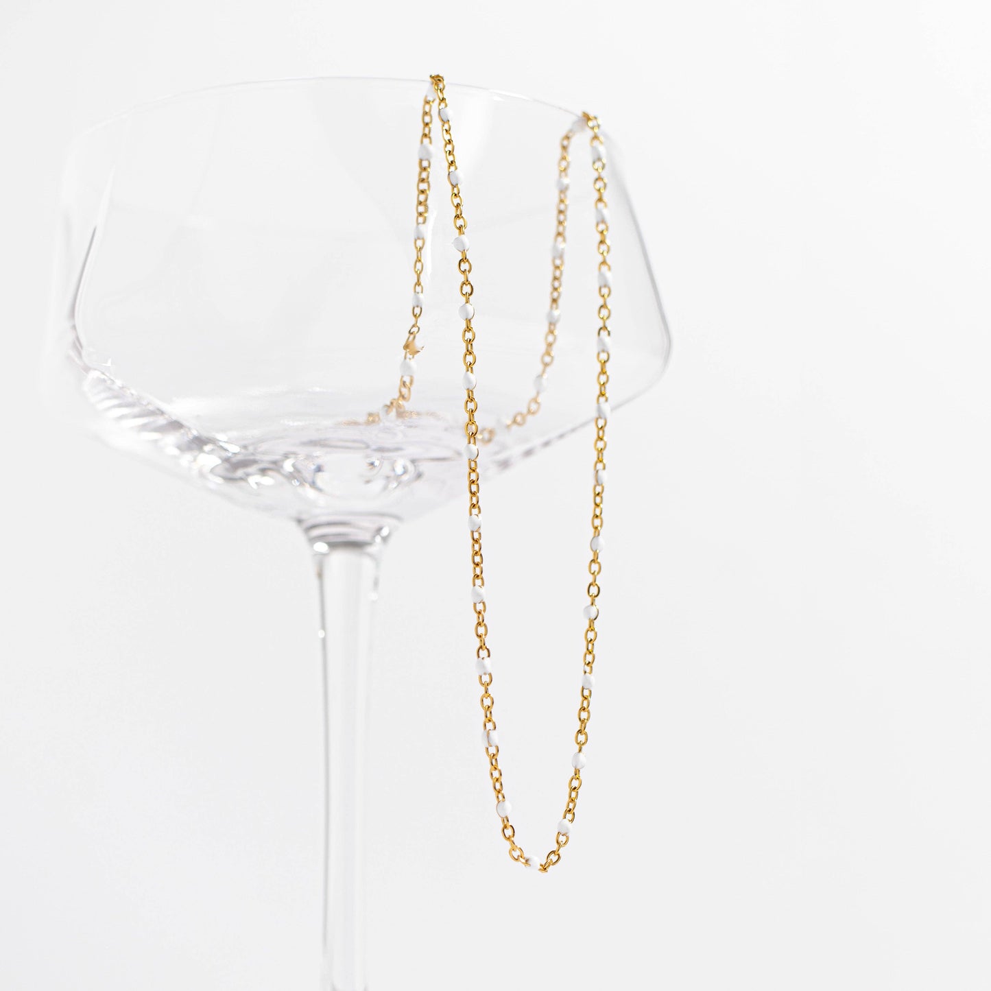 18K Gold PVD Stainless Steel White Confetti Chain Necklace