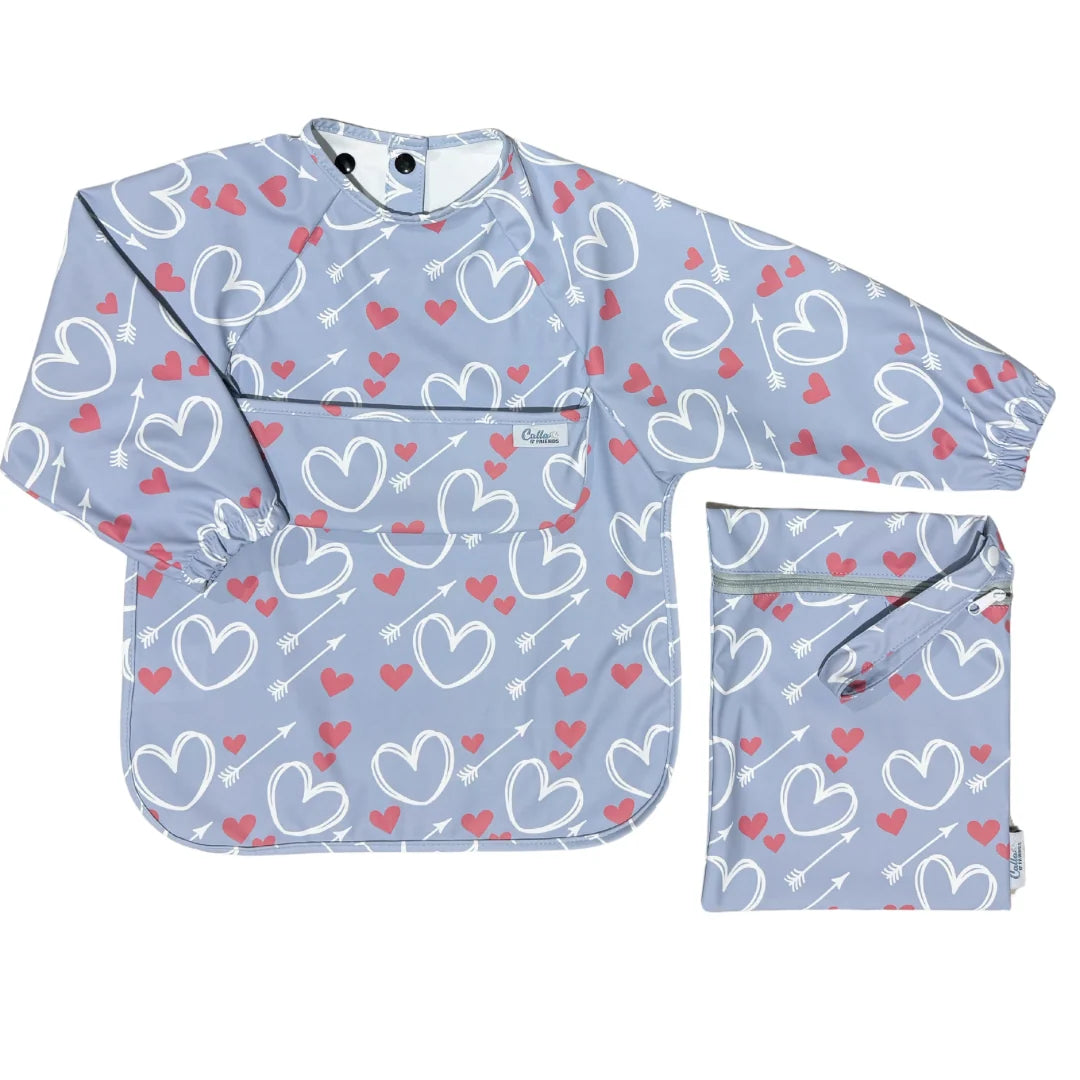 Calla Baby – Grayson Long Sleeve Bib – Love Struck Light Blue