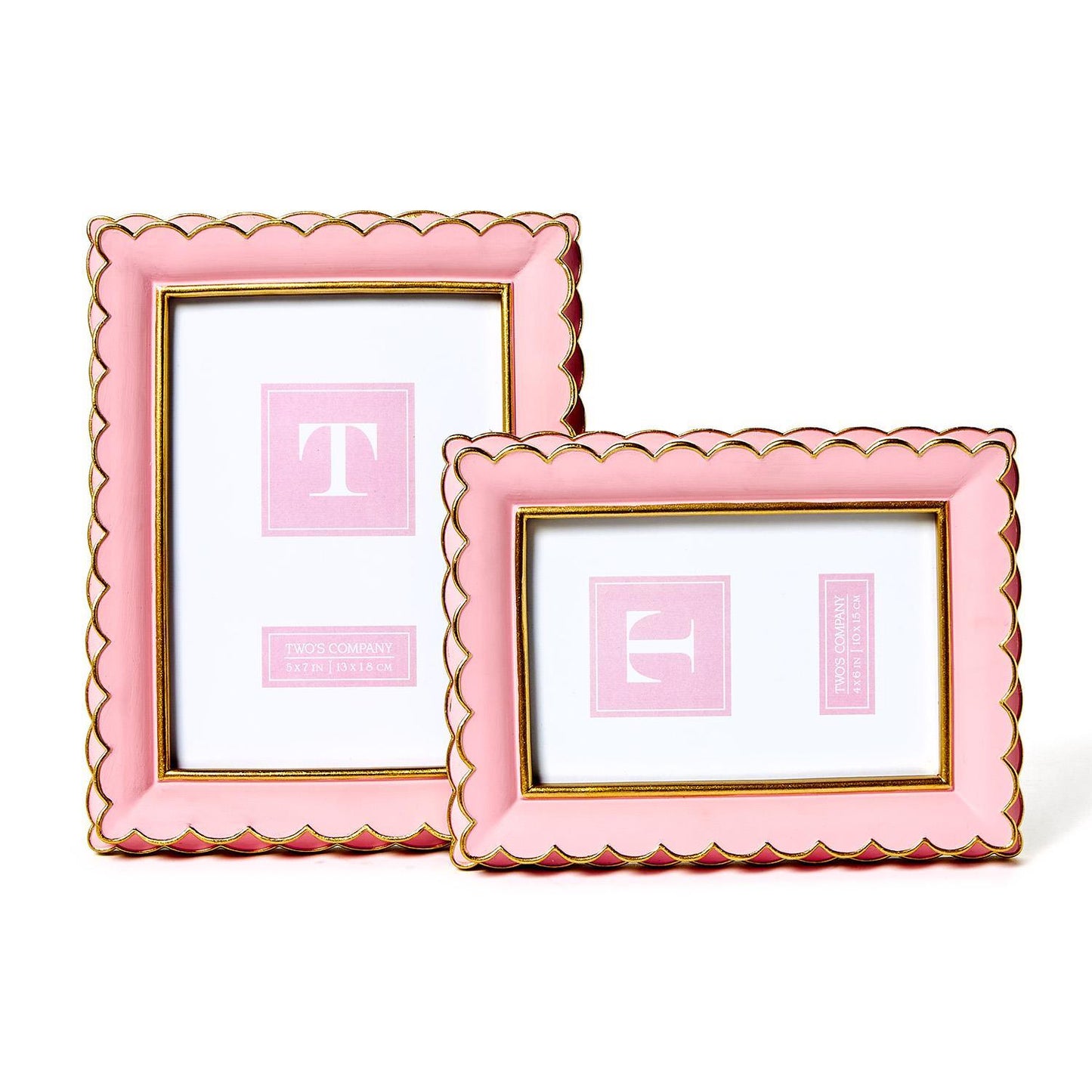 Two's Company Resin Pink & Gold Photo Frame 4x6 (6" W x 1" D x 8" H)