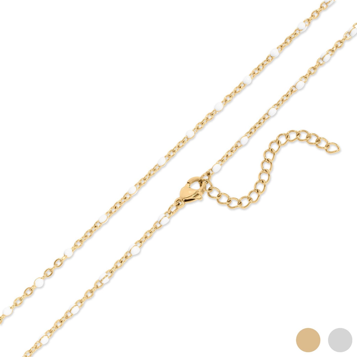 18K Gold PVD Stainless Steel White Confetti Chain Necklace