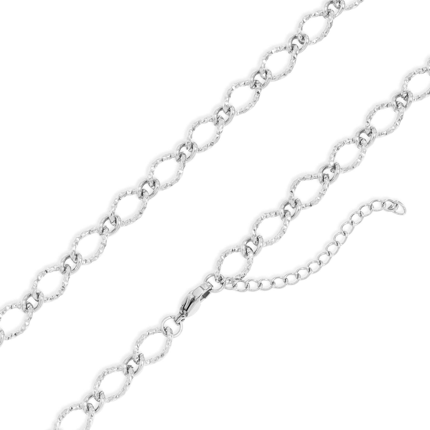 18K Gold PVD Stainless Steel Hammered Oval Chain Necklace