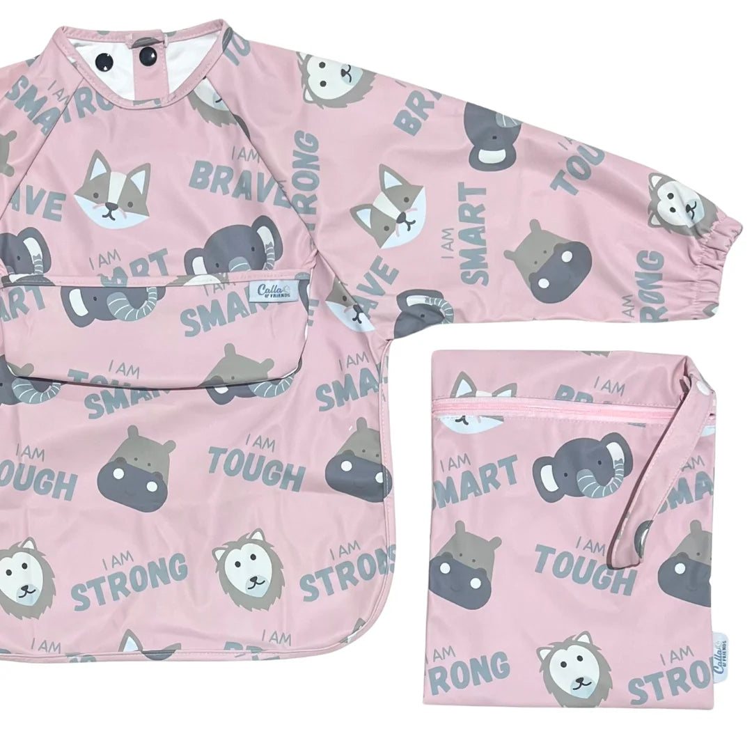 Calla Baby – Grayson Long Sleeve Bib – Affirmations Petal Pink