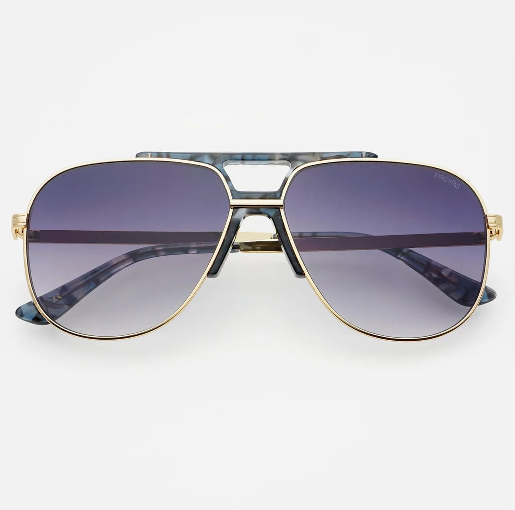 Freyrs Logan Acetate Aviator Unisex Sunglasses – Light Gold / Gray