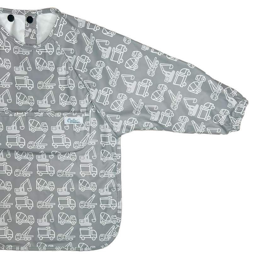 Calla Baby - One Size - 6-36M - The Grayson Long Sleeve Bib - Construction Cloud Gray