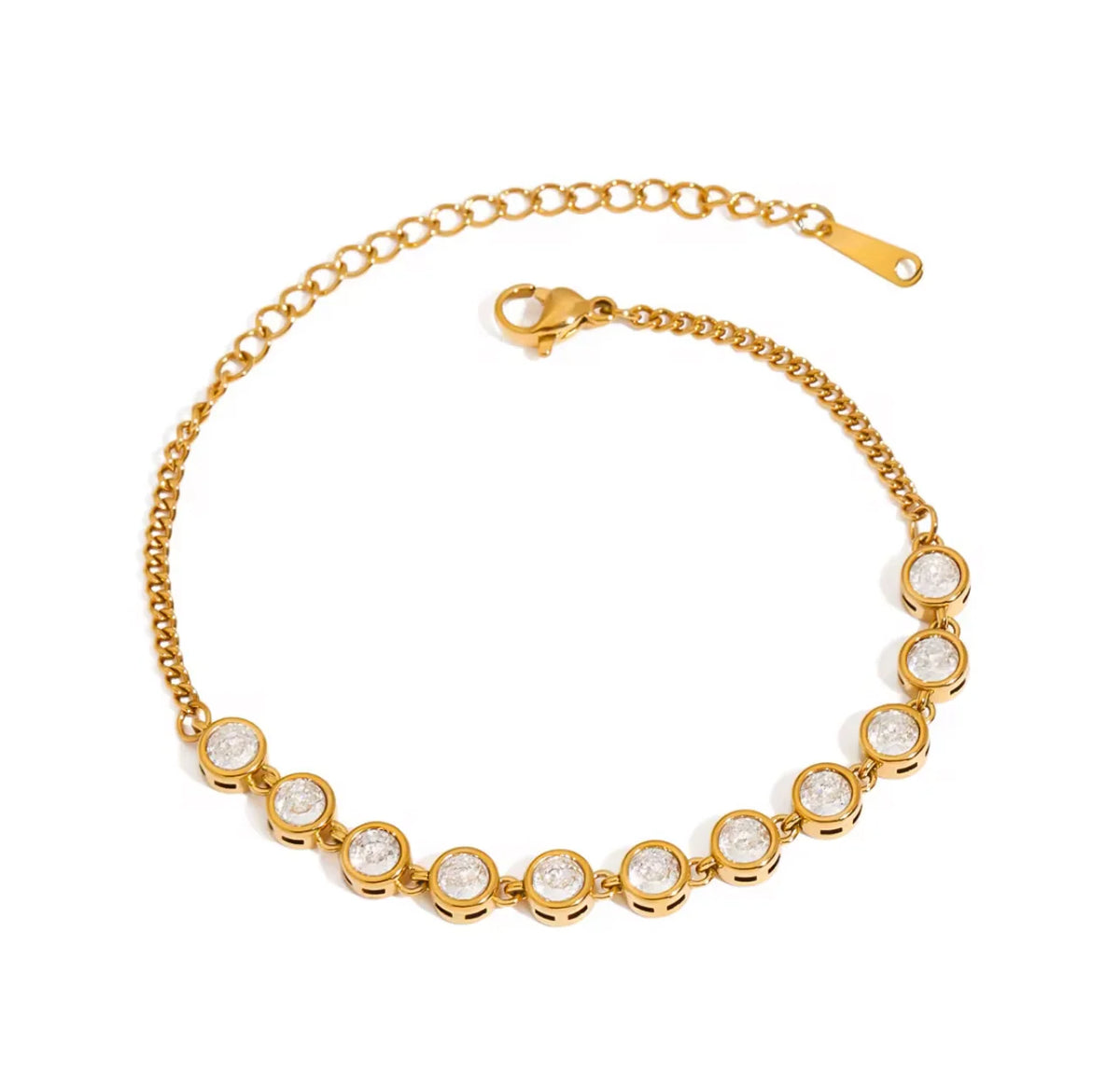 Gracefully Waterproof Circle CZ Tennis Bracelet