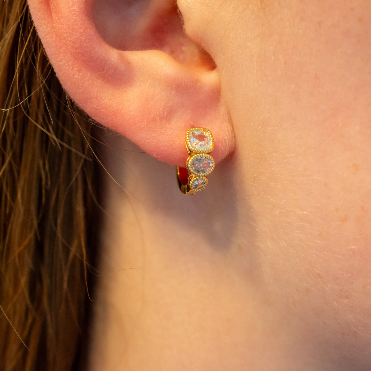 Gracefully Waterproof Dainty CZ Cube Huggie Earrings