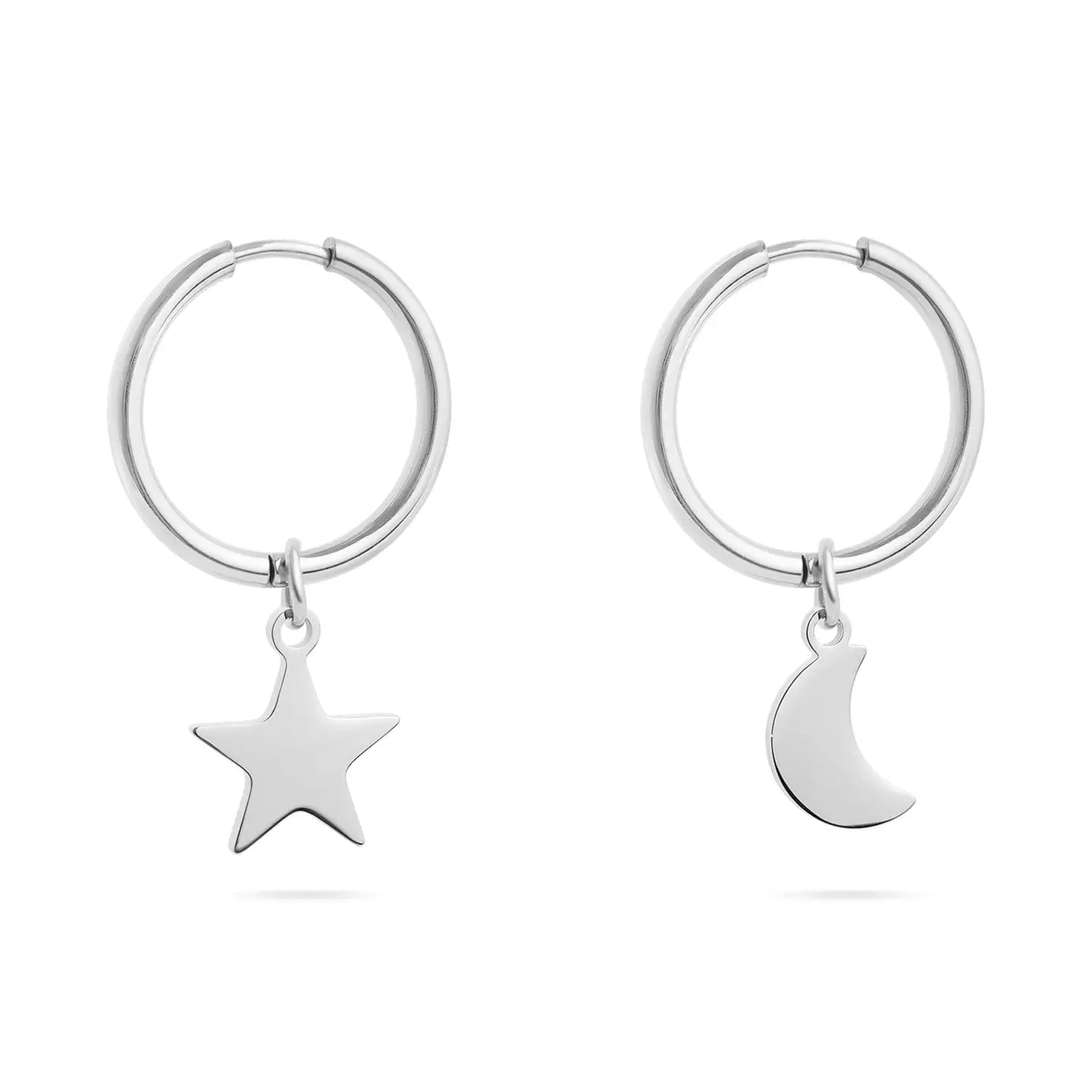 Cecilia Taylor Stainless Steel Star & Moon Pendant Earrings
