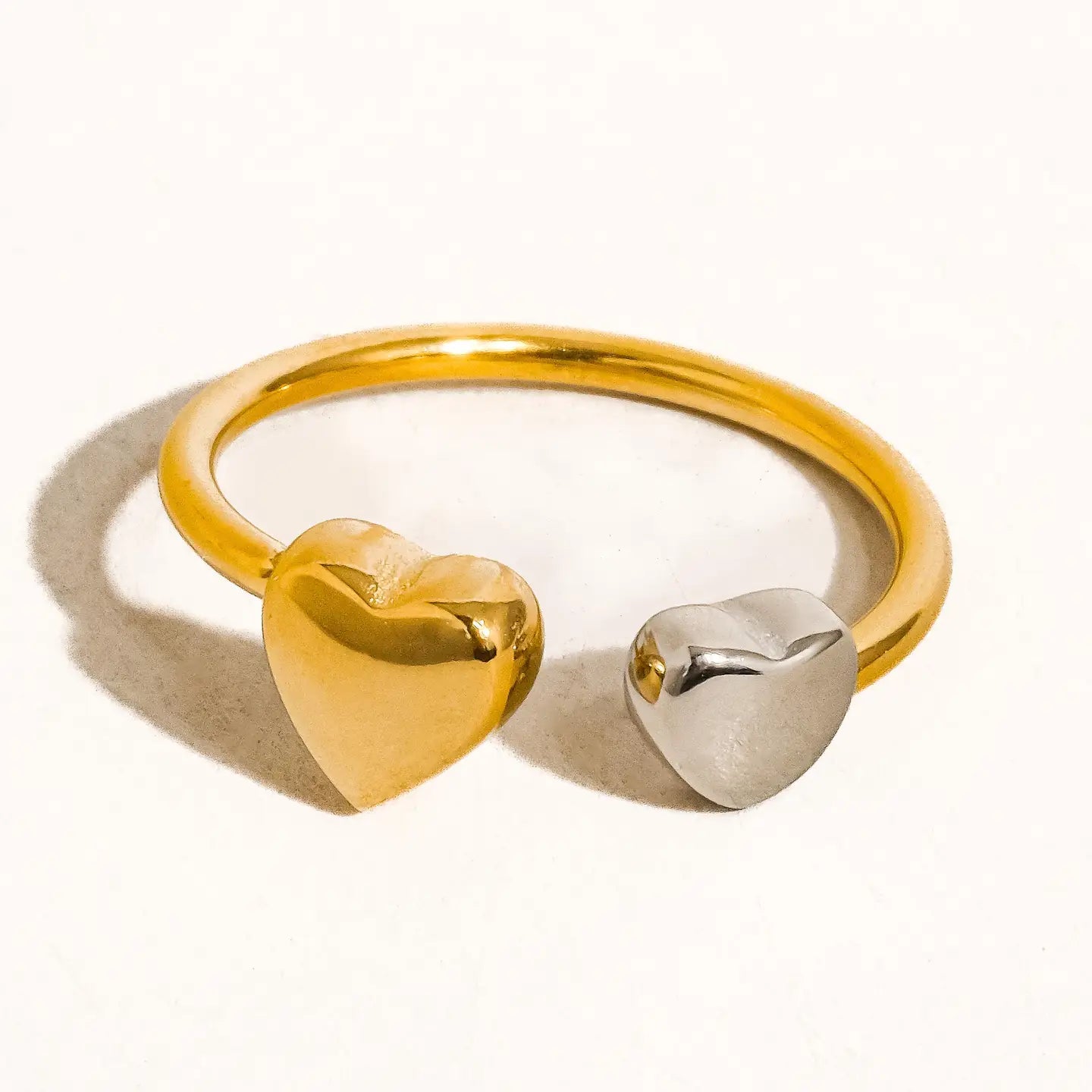 Loanni 18K Non-Tarnish Two Tone Heart Ring
