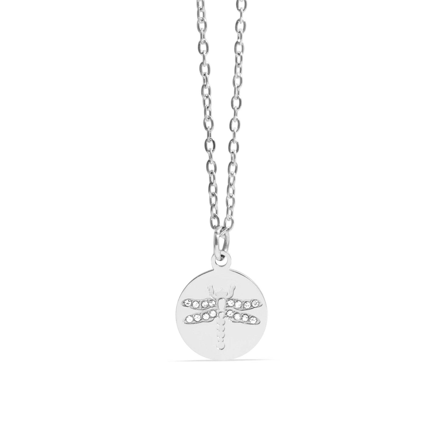 18K Gold PVD Stainless Steel CZ Dragonfly Pendant Necklace