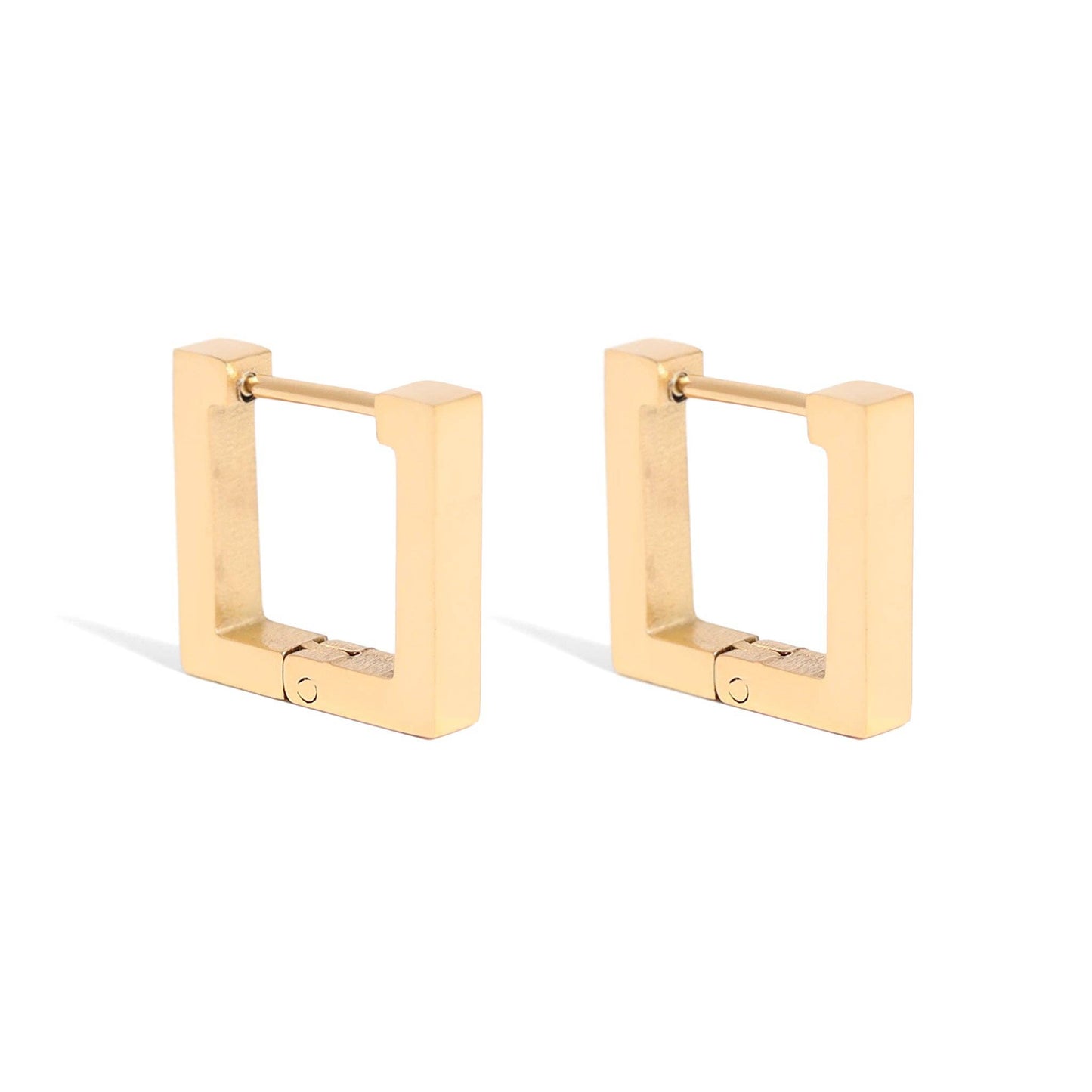 18K Gold PVD Stainless Steel Square Huggie Earrings / ERJ0011