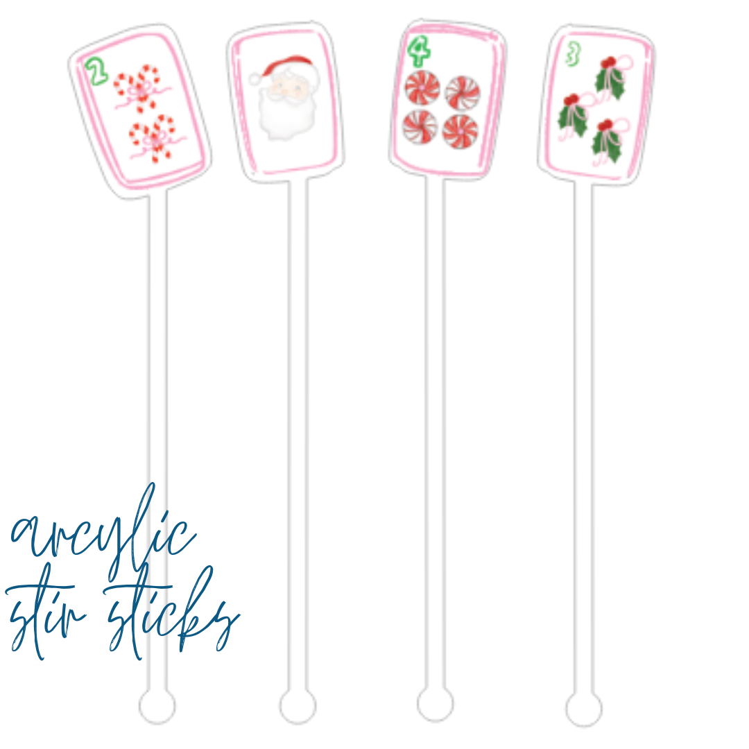 Merry Mahjong Christmas Acrylic Stir Sticks | set of 4