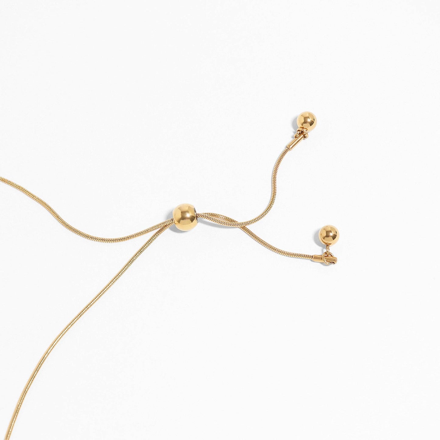 18K Gold PVD Stainless Steel Adjustable Ball Charm Necklace