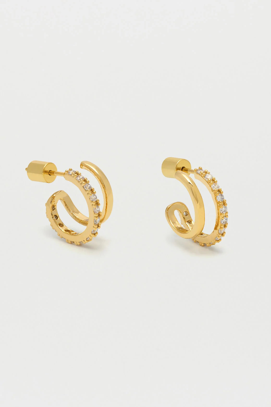 Estella Bartlett Double Illusion Hoop Earrings – Pavé Gold