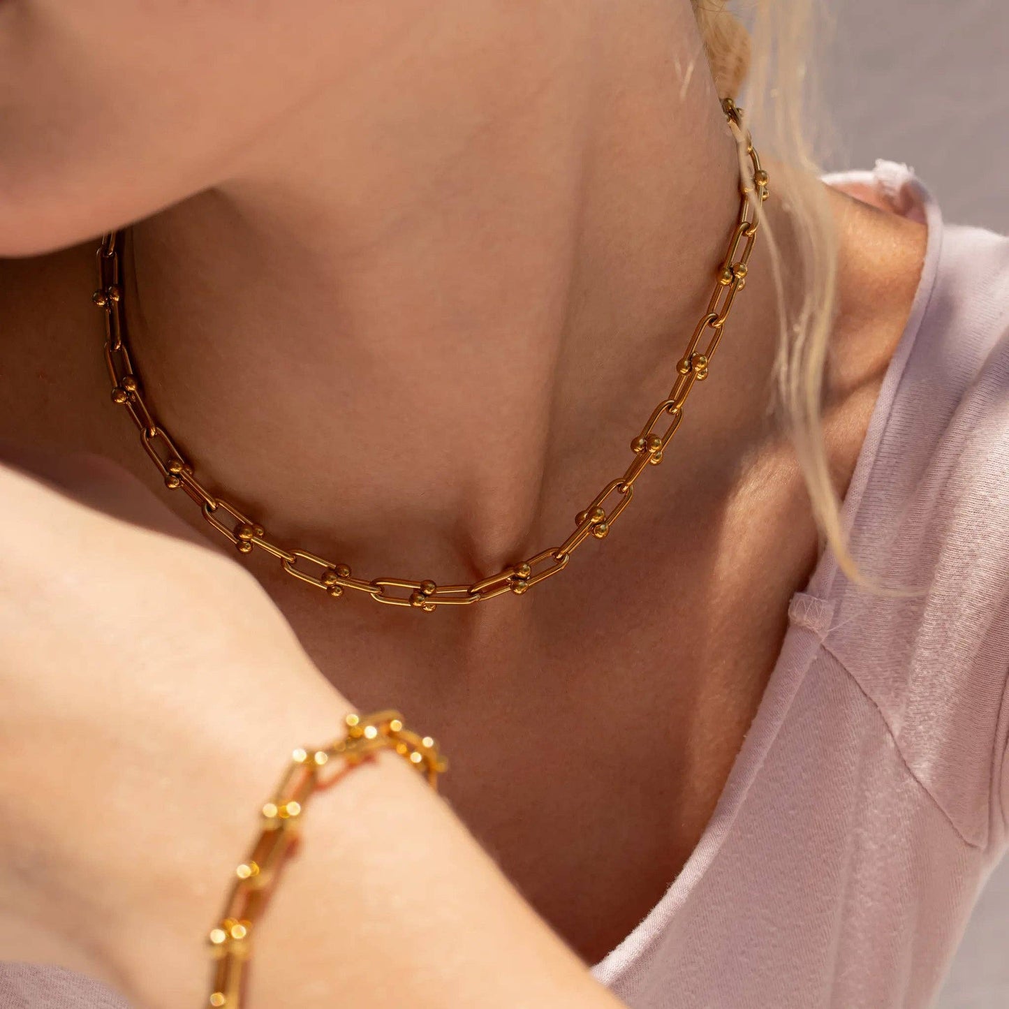 18K Gold PVD Stainless Steel Hardware Chain Necklace