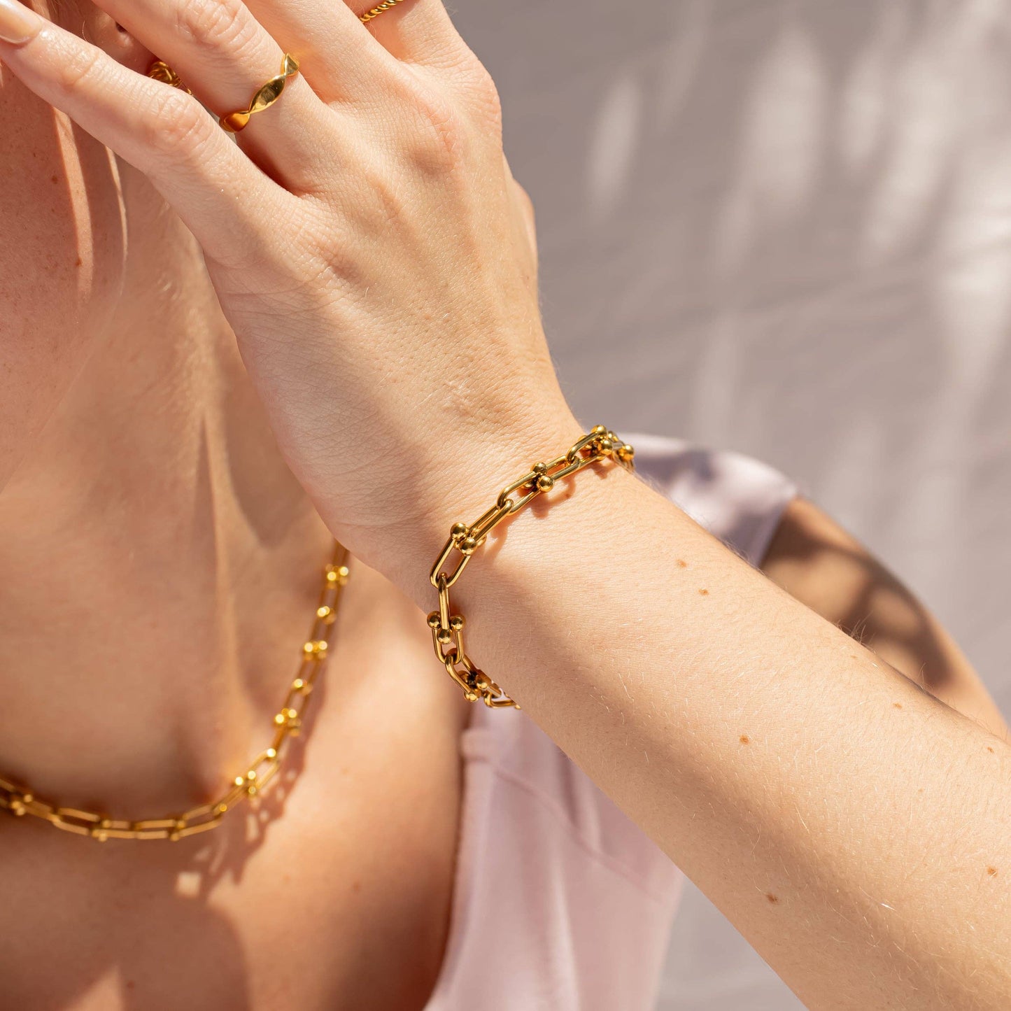 18K Gold PVD Stainless Steel Hardware Chain Bracelet