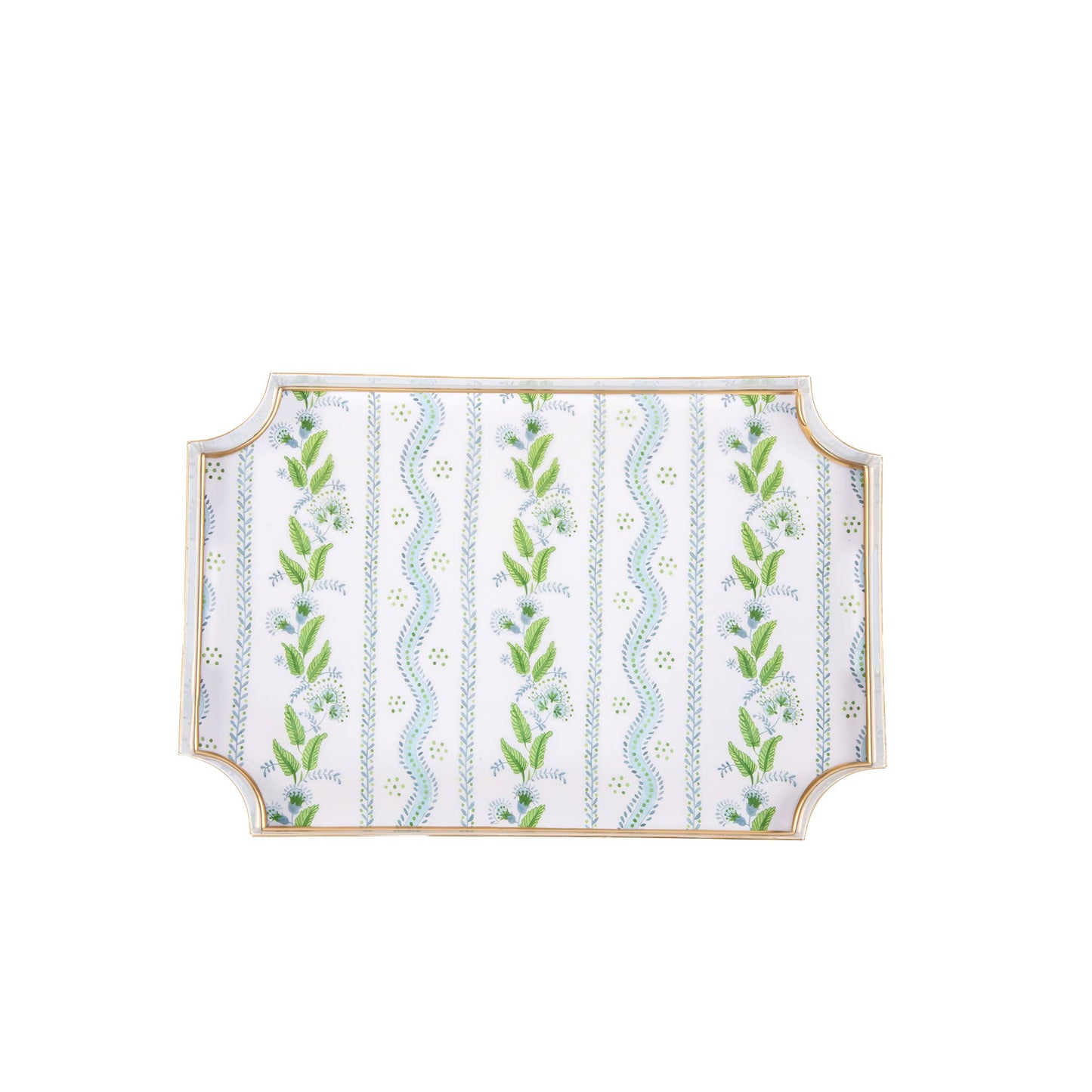 Emma Stripe Enameled Jaye Tray - Blue & Green