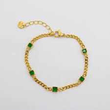 Gracefully Waterproof Emerald Square CZ Bracelet
