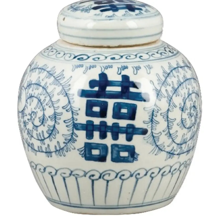 Blue and White Porcelain Double Happiness Jar