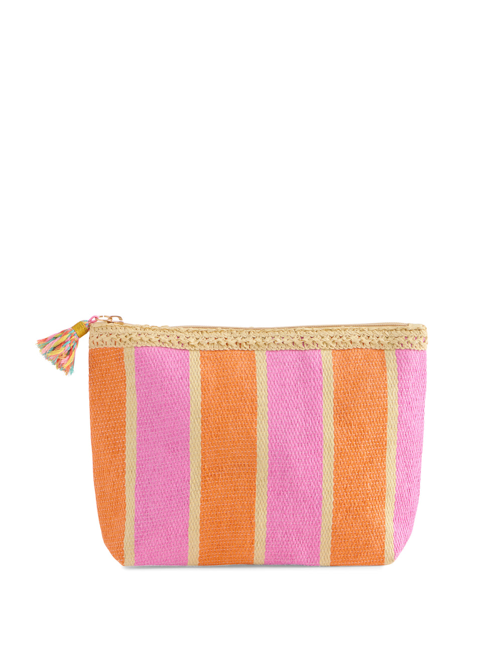 Shiraleah Dorian Pink & Orange Capri Zip Pouch Bag Design Measures L 10” x W 2.5” x H 6.75”