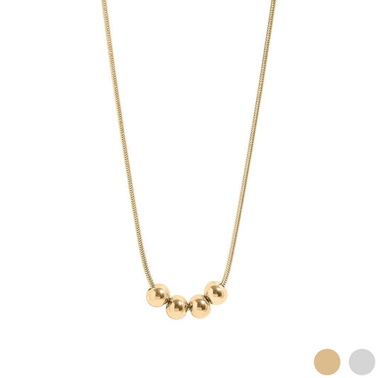 18K Gold PVD Stainless Steel Adjustable Ball Charm Necklace