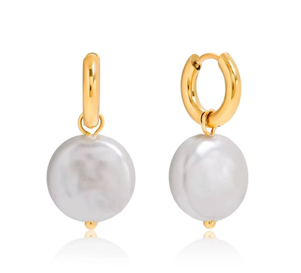 Gracefully Waterproof Circle Pearl Dangle Earrings