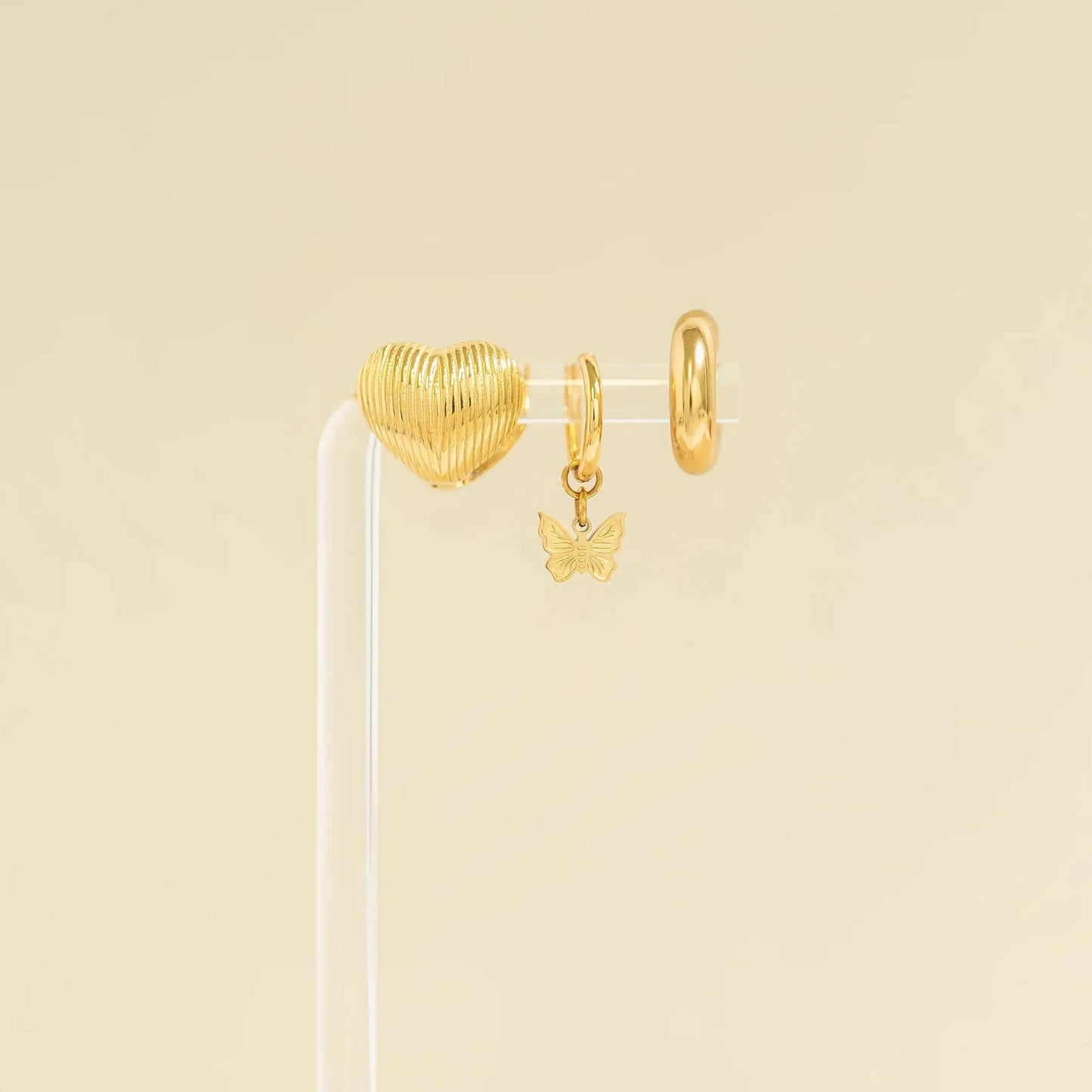 18K Gold PVD Stainless Steel Butterfly Huggie Earrings