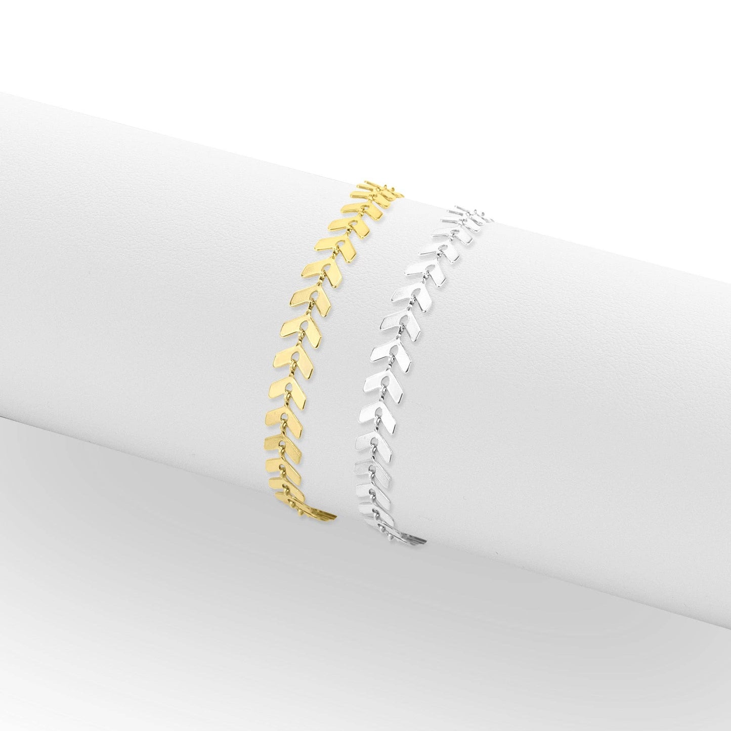 Stainless Steel Gold Chevron Chain Bracelet