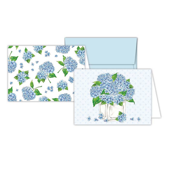 Handpainted Blue Hydrangea Planter Stationery Notes