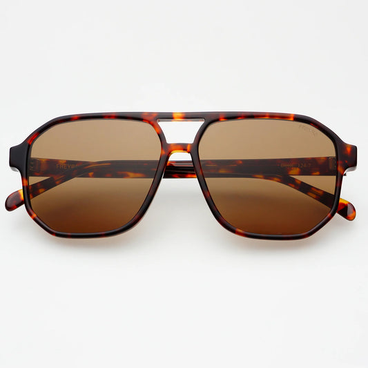 Freyrs Billie Aviator Sunglasses – Dark Tortoise / Solid Brown