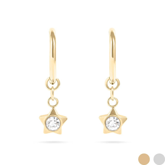 Cecilia Taylor 18K Gold Pvd Stainless Steel Cz Star Pendant Huggie Earrings