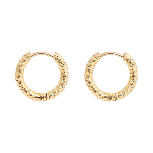 Cecilia Taylor 18K Gold Pvd Stainless Steel Textured Huggie Hoop Earrings