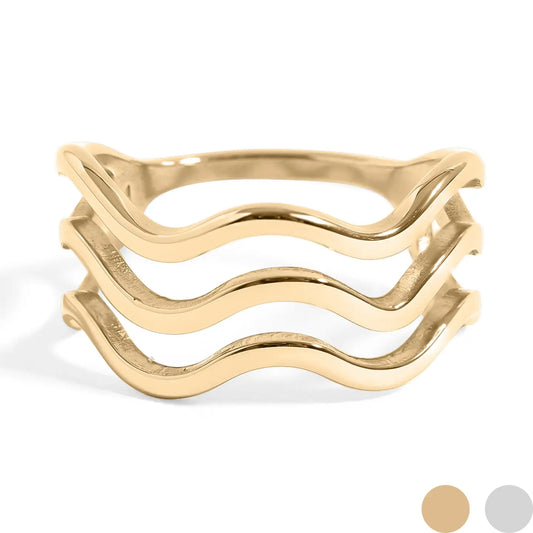 Cecilia Taylor 18K Gold Pvd Stainless Steel Triple Wave Geometric Ring