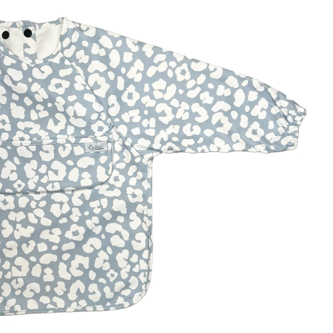 Calla Baby – Grayson Long Sleeve Bib – Leopard Powder Blue