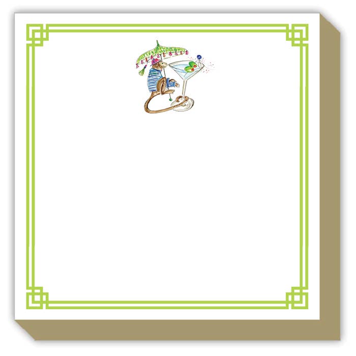 Handpainted Monkey with Martini Luxe Pad