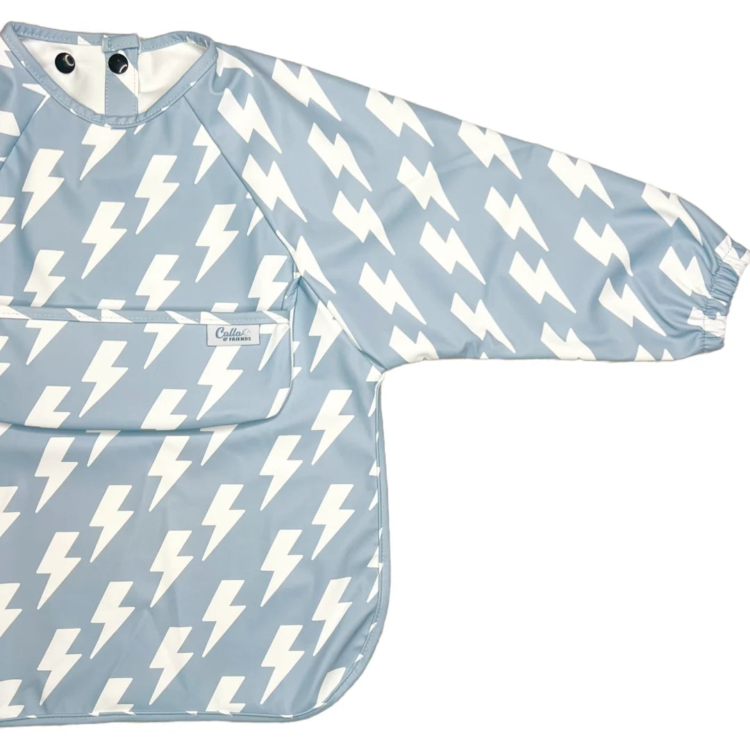 Calla Baby – Grayson Long Sleeve Bib – Lightning Bolt Powder Blue