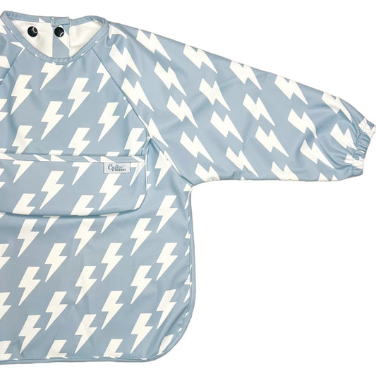 Calla Baby – Grayson Long Sleeve Bib – Lightning Bolt Powder Blue