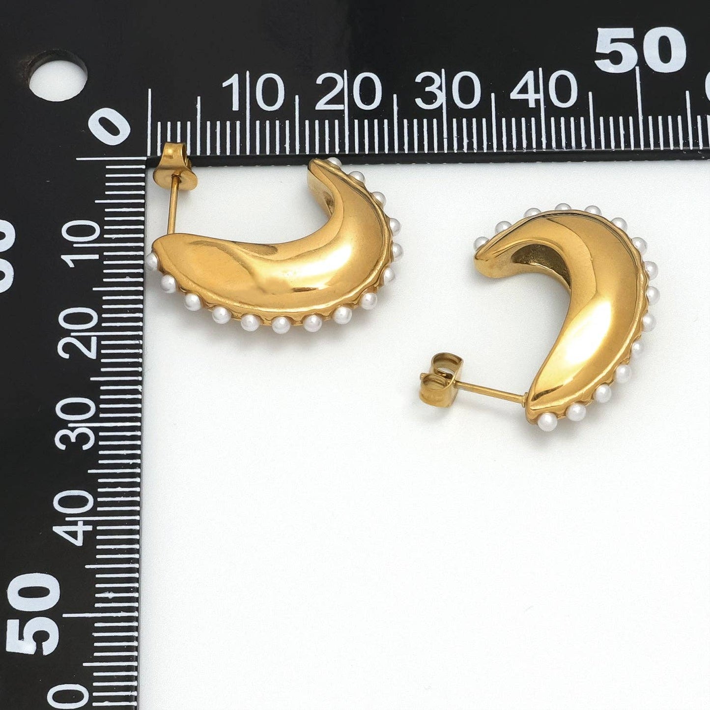 Gold Vintage or Silver Stainless Steel Pearl Chunky Posts Earring-00005 Earring-00006
