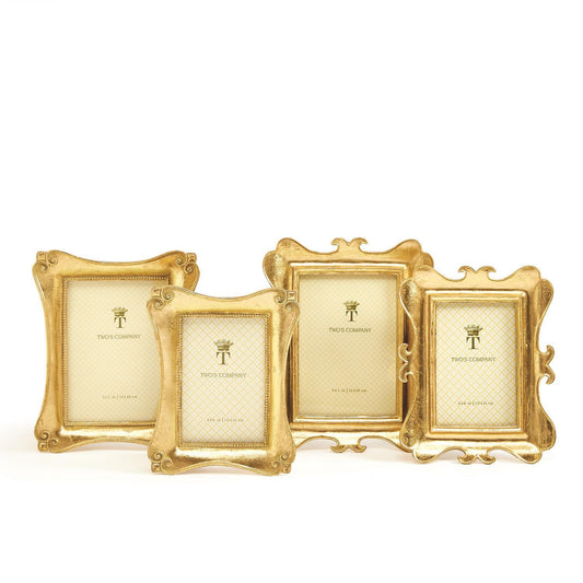 Two's Company Brocante Gold Leaf Photo Frame 4x6 (7" W x 9" H)