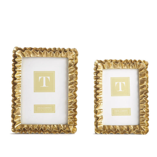 Two's Company Ruffle Gold Photo Frame 4x6 (5 1/2" W x 1" D x 7 1/2" H)