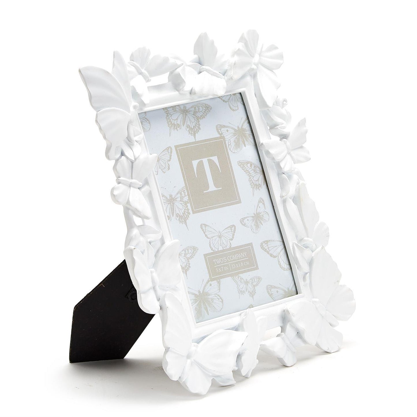 Two's Company 5x7 White Butterfly Photo Picture Frame 8 1/4" W x 1" D x 10 1/2" H