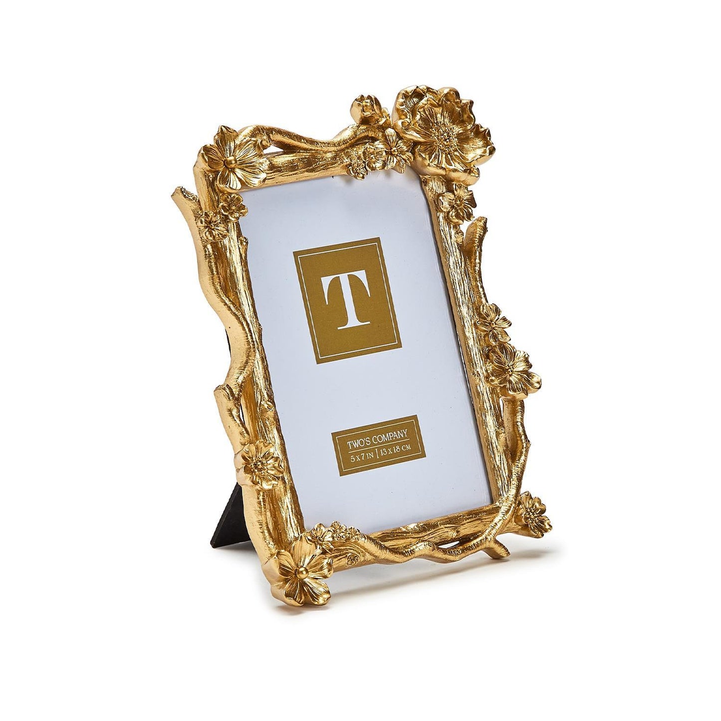 Two's Company Gold Floral Spary 5x7 Photo Picture Frame 7 1/2" W x 9 1/4" H
