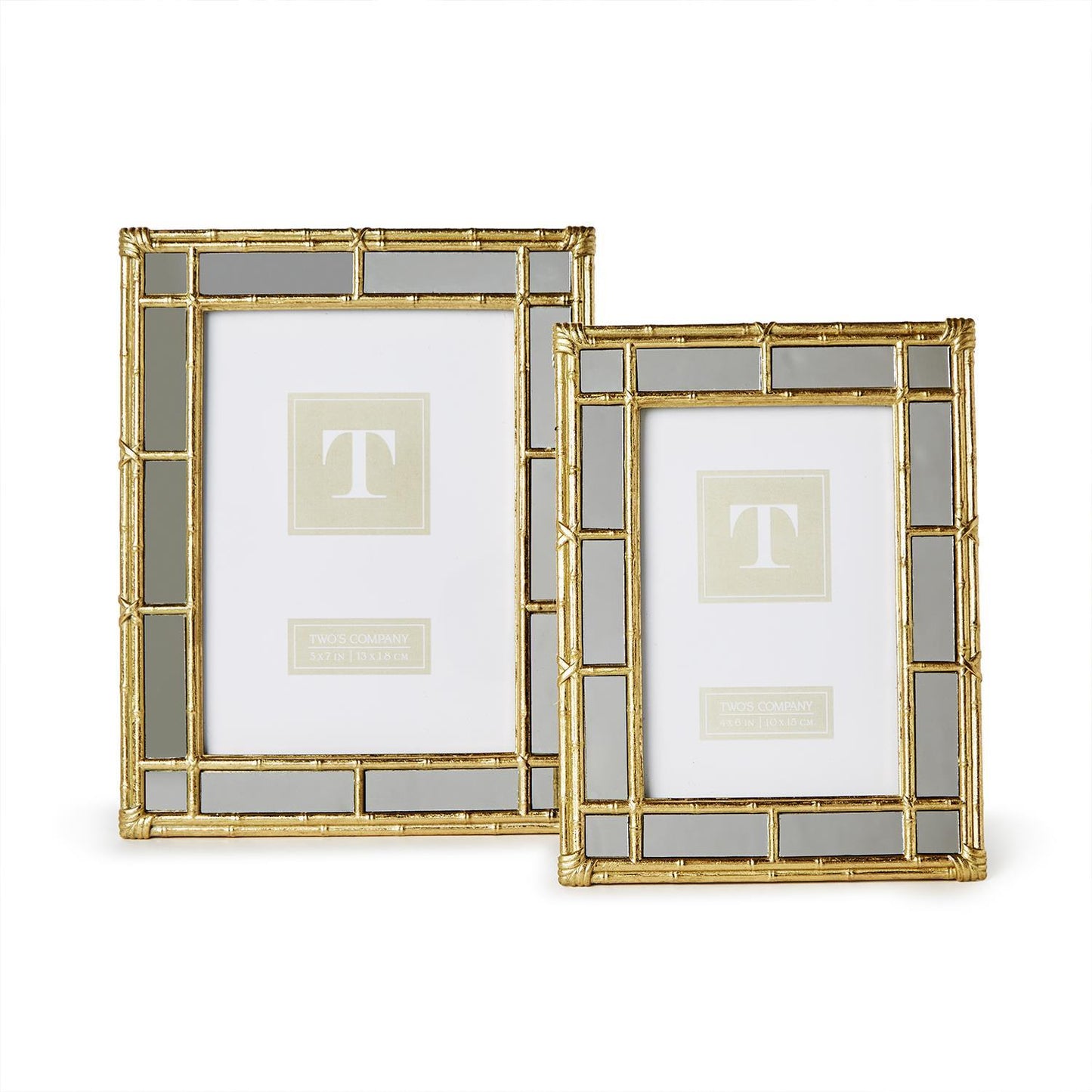Two's Company Bamboo Design Mirror Edge 4x6 Photo Picture Frame 6 1/4" W x 3/4" D x 8 1/4" H