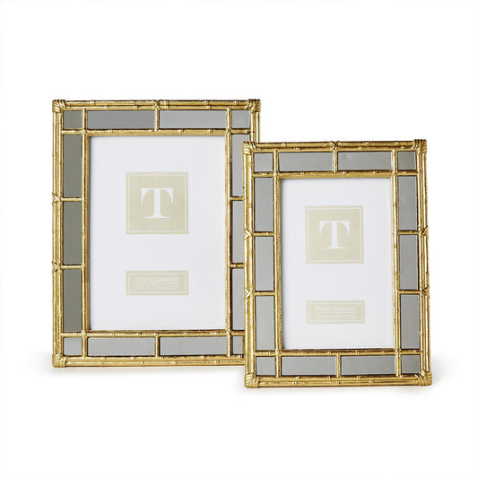 Two's Company Bamboo Design Mirror Edge 4x6 Photo Picture Frame 6 1/4" W x 3/4" D x 8 1/4" H